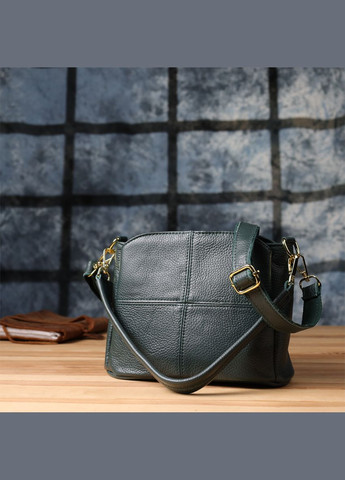 Кожаная сумка для женщин с тремя отделениями 22977 Зеленый Vintage (348358986)