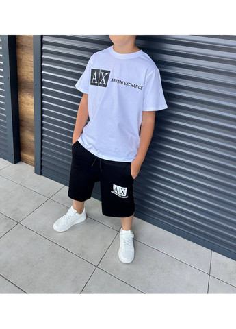 Чорно-білий літній костюм футболка + шорти хлопчик No Brand