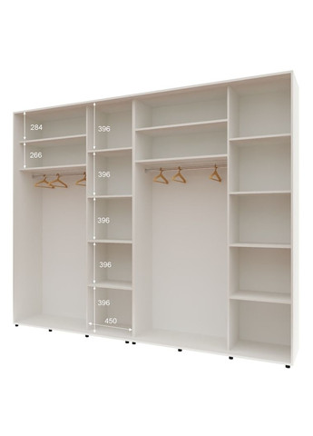 Шкаф-купе четырехдверный Комфорт Мебель 300*60*210 см Белый ДСП + Зеркало + Зеркало + ДСП Стандарт Комфорт Меблі (360440669)