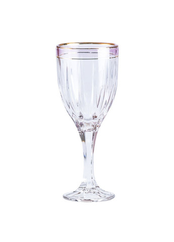 Набір бокалів для вина із золотою облямівкою 6 штук по 250 мл, рожевий TS Kitchen (323160059)