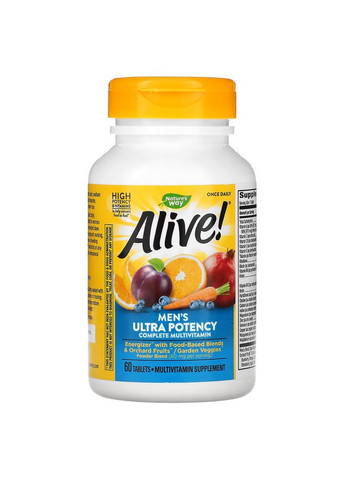 Витамины и минералы Alive! Once Daily Men’s Ultra Potency, 60 таблеток Nature's Way (293418641)