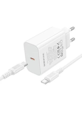 Мережевий зарядний пристрій з кабелем BA109A Star single port PD40W charger set (C to C) (EU) White Borofone (398787029)
