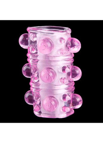 Эластичная рельефная насадка на пенис утолщающая 35 мм TPE розовая No Brand (366665101)