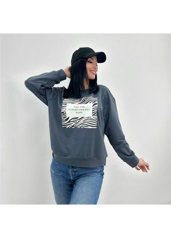 Графитовый женский свитшот с анималистичным принтом Fashion (360603314)