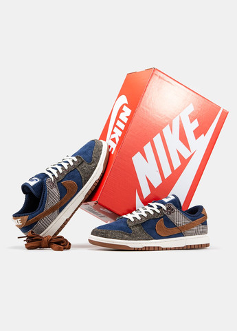 Синие демисезонные кроссовки мужские nike sb dunk low tweed midnight blue grey | найк сб данк низкие синие серые No Brand
