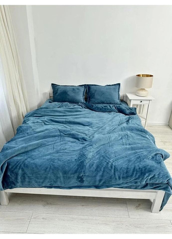 Постільна білизна плюшева двоспальне Home 20825 180х215 см синя DUSHKA (336327693)