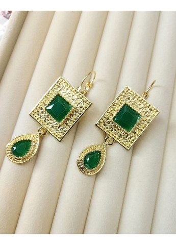 Серьги длинные с зелеными камнями No Brand (361081020)