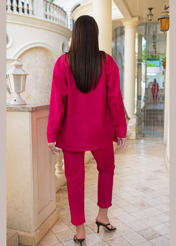 Женский льняной костюм двойка цвет малина р.42/44 434666 New Trend (290131171)