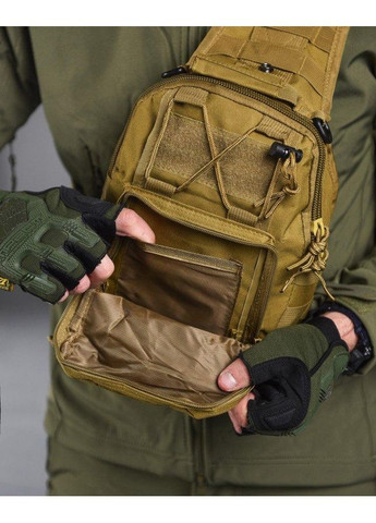 Однолеточный тактический рюкзак через плечо на 5 литров городская барсетка с системой MOLLE Coyote Tactic (363132370)