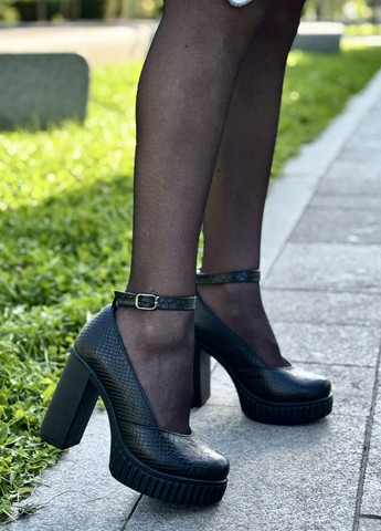 Vasha para Туфли женские кожаные на высоких каблуках лодочки черный з натуральная кожа, украина — демисезон (362894390)