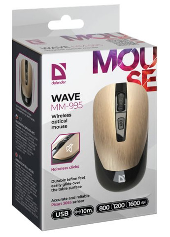 Мишка Wave MM-995 Silent Wireless Gold (52994) Defender (278365634)