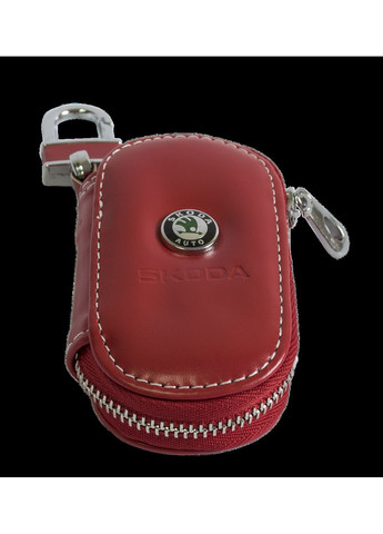 Ключниця, шкіряна автоключниця з логотипом ШКОДА (червона 22015) Skoda (360949186)