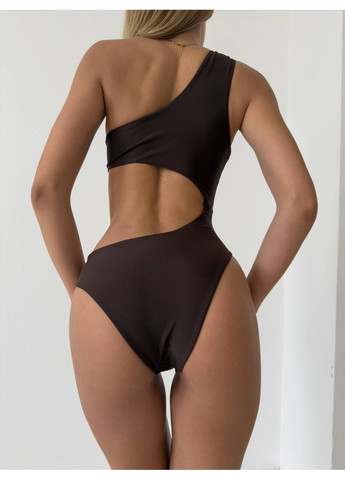 Темно-коричневый летний роскошный шоколадный купальник на одно плечо слитный, танкини Vakko