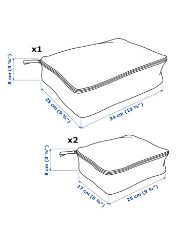 Набір сумок для одягу 3 шт. ІКЕА RENSARE сірочорна (30432502) IKEA (271122802)