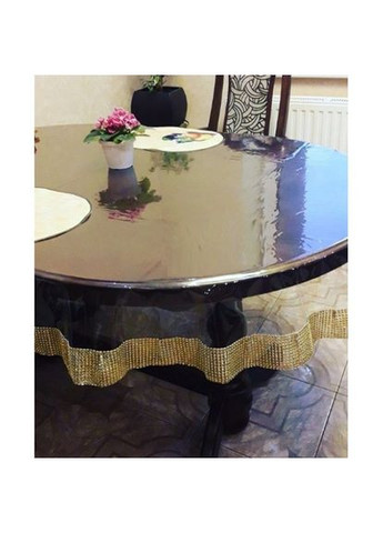 Силіконова Овальна Скатертина СALIPSO зі Стразовою Золотою стрічкою 160*112 см Calipso (315145043)