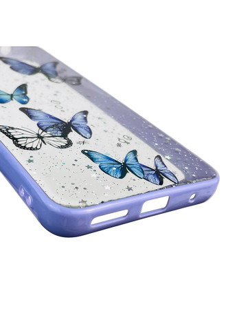 Чехол для Moto G22 (PATW0031) с блёстками с бабочками на моторола г22 сиреневый Motorola (366388943)
