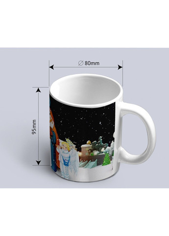 Чашка з новорічним принтом Святий Миколай з ангелятками ЗаСвіт (369718320)