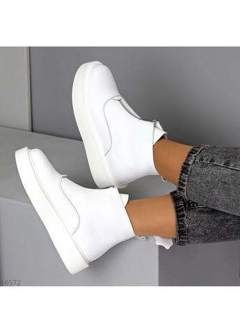 Осенние 086 ботинки кожаные белые демисезонные на молнии Hengji