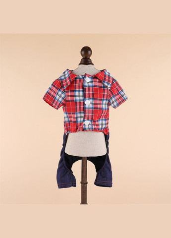 Джинсовий костюм для собак Pet Style "Клітка" Червоний S No Brand - (323232744)