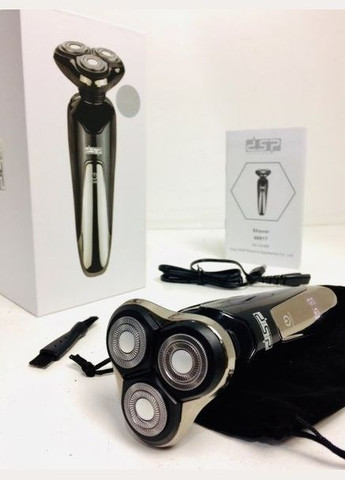 Электробритва аккумуляторная 3 бритвенные головки 60017 Pro Черный + Щетка для чистки DSP (306716703)