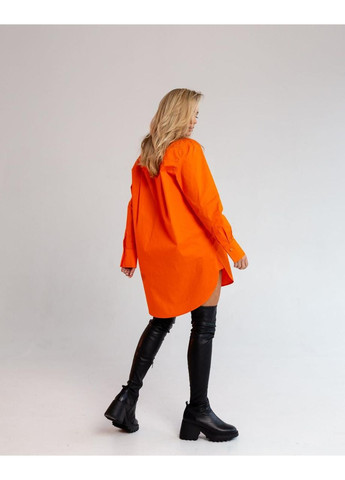 Оранжевая рубашка lkbrand женская платье длинный рукав хлопок 42 оранжевая No Brand