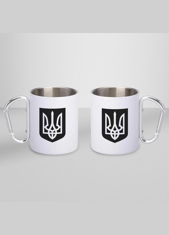 Кружка металлическая с карабином "Герб Украины" 300 мл Белая No Brand (324263885)