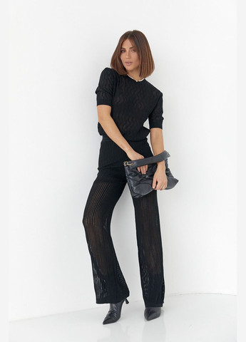 Жіночий костюм з ажурної в'язки - чорний Lurex (314901547)