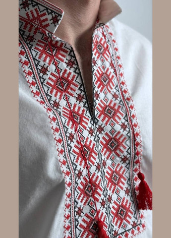 Красная мужская вышиванка лен (334345701)