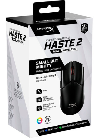 Мышь 7D388AA Pulsefire Haste 2 mini, RGB, USB-A/WL/BT, HyperX (362712599)