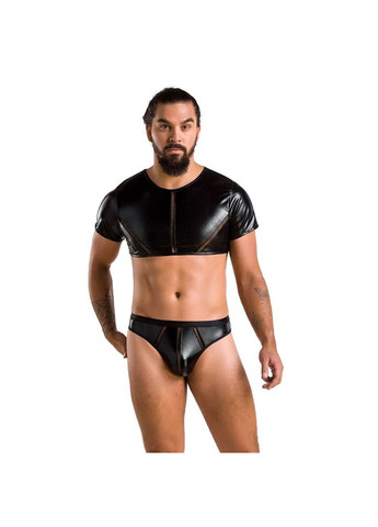 Комплект чоловічої білизни під латекс 057 SET PETER XXL/XXXL Black, кроп-топ, стринги Passion (369951947)
