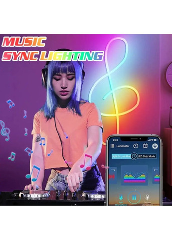 Світлодіодна стрічка неонова з технологією RGB-IC підключенням по Wi-Fi Bluetooth пультом керування 3 метри (482265-Prob) Unbranded (372745031)