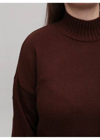 Коричневый зимний свитер женский коричневый свободный с горлом джемпер Karon Вільна