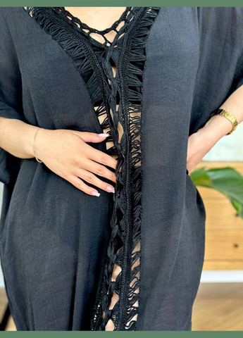 Елегантна пляжна туніка з плетеним декором No Brand (335841185)