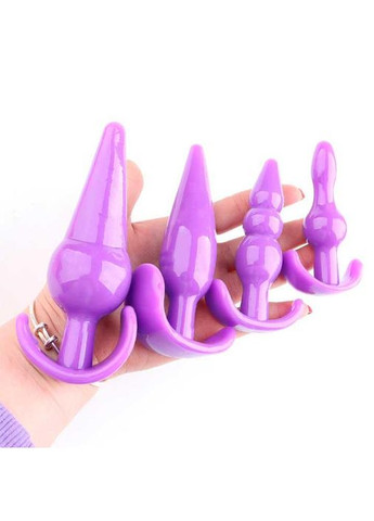 Набор мягких анальных пробок 4 шт. размер (XS/S/M/L) фиолетового цвета из гипоаллергенного силикона. China (360603401)