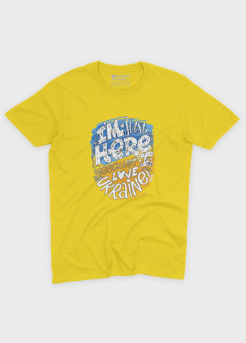 Желтая демисезонная футболка для девочки с патриотическим принтом (ts001-4-sun-005-1-113-g) Modno