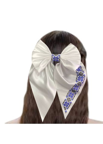 Бант для волосся з орнаментом Вишиванка на шпильці качечці Hand Made 13,5 см Handmade (368772249)
