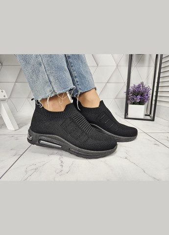 Черные летние кроссовки текстильные черные легкие на компенсаторах амортизаторах (25 см) sp-2894 No Brand