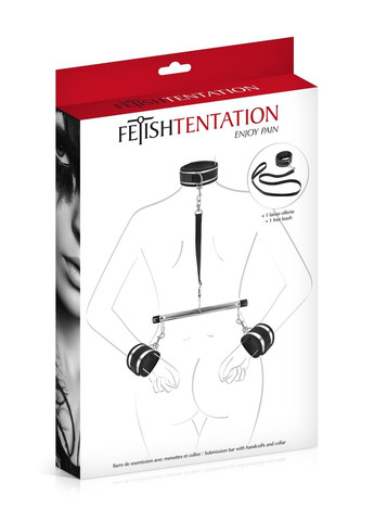 Фиксатор для рук и шеи с поводком Submission bar with handcuffs and collar Fetish Tentation (345708580)