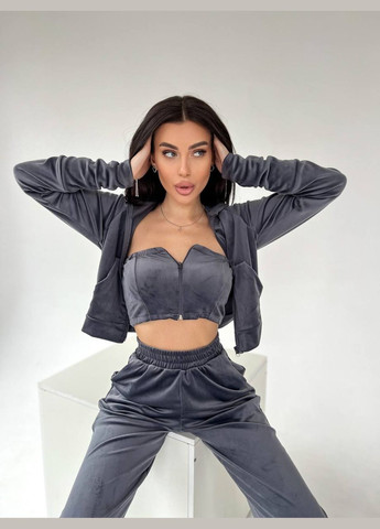 Женский спортивный костюм тройка из велюра Style Point (333801426)