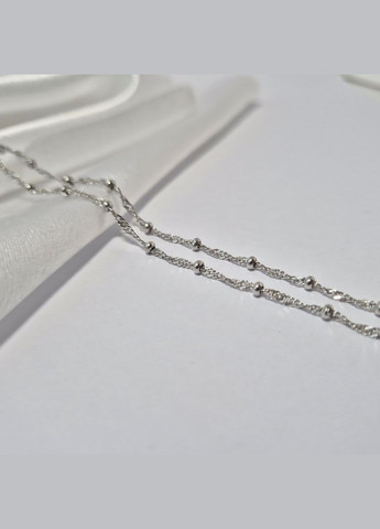 Срібна цепочка кольє Сінгапур із Кульками см срібло 925 проби родоване 193р2/45 4.00г No Brand (322504314)