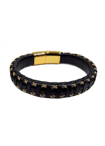 Комплект браслетов из кожи с застежкой золотого цвета и шунгита с дисками (12033) Hemst (301071249)