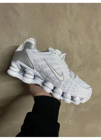 Білі кросівки чоловічі nike shox white grey найк шокс тл білі демісезон No Brand