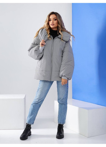 Сіра зимня жіноча зимова куртка класу люкс з глибоким капюшоном і водовідштовхувальною тканиною — заміри в описі куртка-пальто DK/DL Мода без кордонів