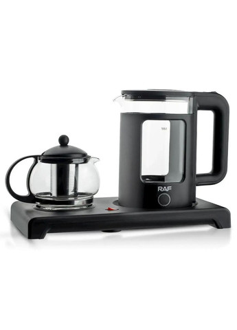 Скляний чайник на підставці зі скляним заварником на 1.8 л та 0.6 л 1500Вт RAF R-7855 Domotec (363833263)