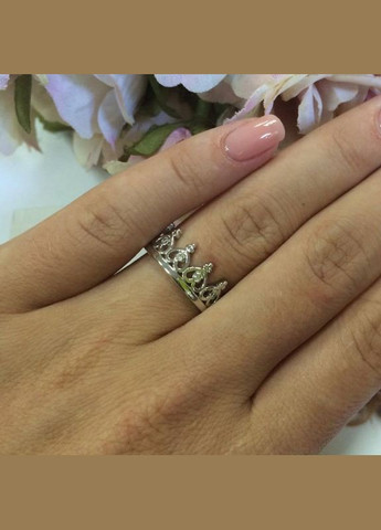 Каблучка срібна тематична Корона з маленькими білими фіанітами No Brand (362177211)