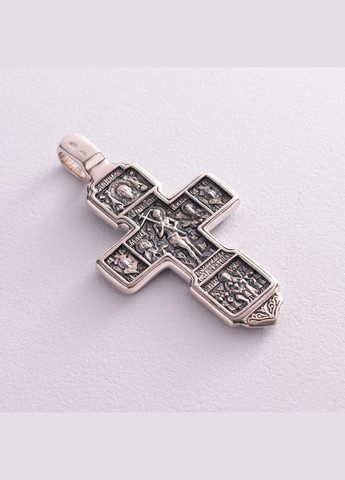 Срібний православний хрест Розп'яття. Вхід розсудливого розбійника до раю (чорніння) 13087 Oniks (272488545)