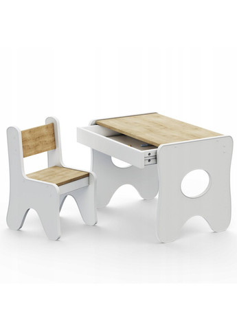 Стульчик в детскую комнату 55×37×33 детский удобный стул для игр, белый с деревом No Brand (361259103)