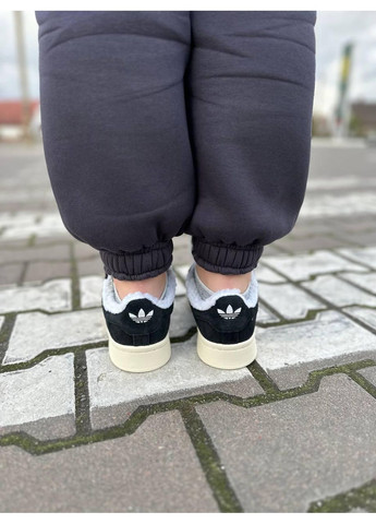 КРОССОВКИ ЖЕНСКИЕ ADIDAS CAMPUS 00S BLACK BEIGE FUR АДИДАС КАМПУС No Brand чёрные зима (367175234)