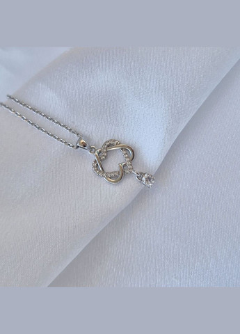 Срібна підвіска кулон Два Серця в Каменях з підвіскою срібло 925 проби Родоване 699п 2.06г No Brand (316649602)