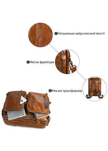 Сумка мужская Vintage трансформер рыжая из натуральной кожи (sku_14353) No Brand (327820423)